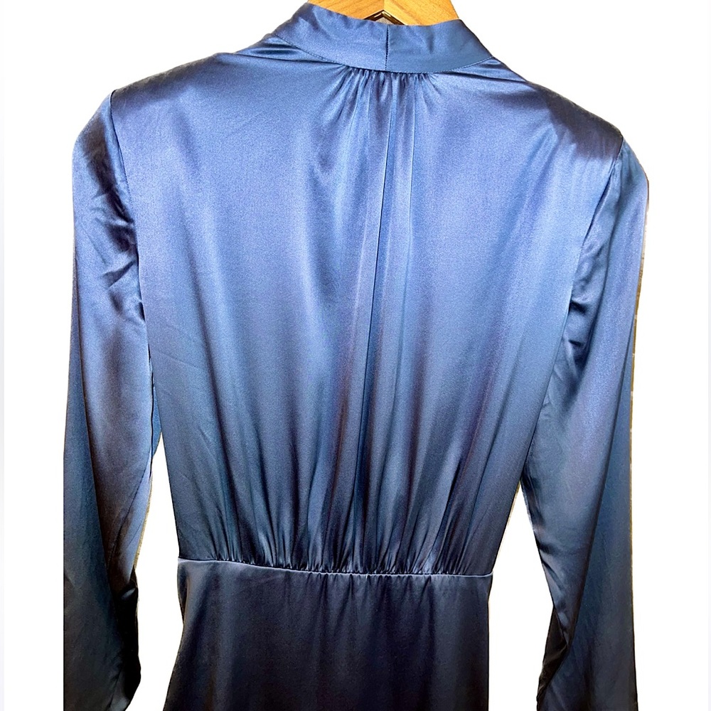 ✨HP!✨VERONICA BEARD | NWT Agatha Silk Ruched Minidress | Steel Blue Dress | 6 - Picture 7 of 14